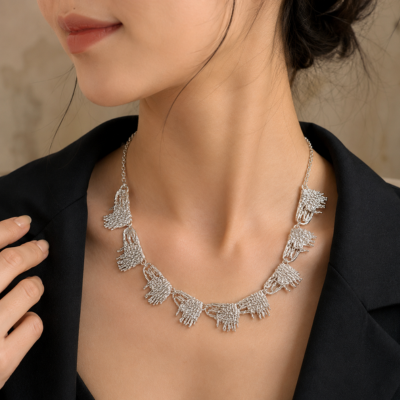 Glacier Fragments Textured Statement Choker Necklace | Prime Ora